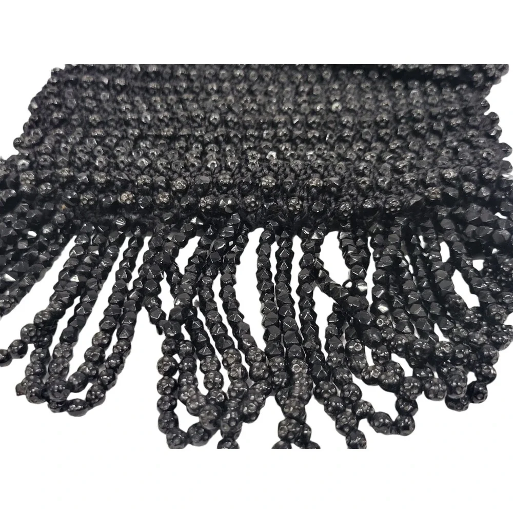 Antique Vintage 1920's Art Deco Beaded Black Flapper Handbag Purse‎ Bag